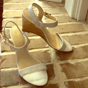 Nine West Like New White Cork Wedges